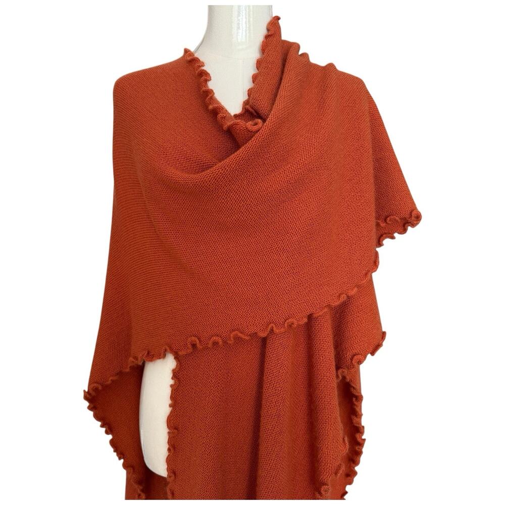 Alpaca Shawl With Soft Waves Reversible Knit Cape View 3